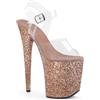 denova's Sandalo a spillo da donna, trasparente, 20,1 cm, tacco molto alto, plateau, cinturino alla caviglia