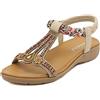 SMajong Sandali Bohemia Donna Estive Piatto Comode Infradito Strass Gioiello Moda Scarpe da Spiaggia con Elastiche Cinghia