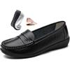 MASHANGGOU Scarpe Orthopedic Loafers In Breathable Leather, Wide Fit Leather Loafers Classic Moccasins Driving Work Office Nursing Shoes, Nero , 38 EU