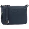 Lloyd Baker London - Borsa a tracolla DEVAL in pelle con doppia zip, design funzionale da donna in 100% vera pelle pieno fiore, Blu scuro, Medium
