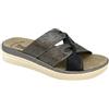 3Rose 400 Ciabatte Donna con Doppia Fascia Effetto Nodo Laminato - Pantofole Casa e Outdoor Estive - Eleganti da Giorno Comfort Anatomico con Zeppa 4,5 cm e Plantare Estraibile in Vera Pelle (Blu, 36)