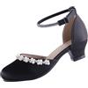 EIGHT KM Scarpe Mary Jane con Tacco Alto da Ragazza Principessa per Matrimonio e Festa EKM7033 Seta Liscia Lucida perlacea Nero Taglia EU 36
