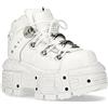 New Rock M-TANK106-C1 Stivaletti Unisex con Piattaforma 100% Pelle Vera Bianca Stile Gotico Punk 40