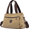DOURR Borsa a tracolla in tela da donna, con scomparti multipli, Cachi, Medium