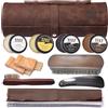 YUET Kit Lucido per Scarpe, Set per la Pulizia della Pelle Marrone Nera con Custodia da Viaggio per Pennelli, Crine di Cavallo Morbido, Applicatore in Legno, Calzascarpe, Panno 13 Pezzi