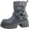 Buffalo Stivaletti Bravr Biker in Pelle Nera