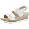 inblu Sandali Donna in Ecopelle con Doppia Fascia e Zeppa, Plantare Imbottito, Fibbia e Cinturino Regolabile, Bianco, 39