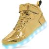 Vorkhuaeri Scarpe da Ginnastica Illuminate per Bambini Scarpe da LED Alte Lampeggianti con Ricarica USB per Ragazze Ragazzi Regalo di Natale di Halloween Xmas (B-Gold,28)