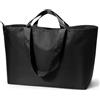KALIDI Borsone extra large da 60 l, borsa da spiaggia con cerniera, borsa per la spesa riutilizzabile, interamente nero, X-Large, Utilità