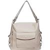 Modarno Borsa a spalla Italiane, borsa a zainetto da donna 2 in 1, in vera pelle (Crema)