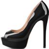 EDEFS - Scarpe da Donna - Donna Decolté Peep Toe - Tacco Alto con Plateau A Spillo - Nero - EU42