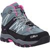 CMP Kids Rigel Mid Trekking Shoes Wp, Scarpe da trekking Unisex - Bambini e ragazzi, Mineral Green Purple Fluo 14EM, 28 EU