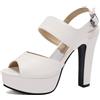 Bviennic Sandali con Tacco Largo da Donna Scarpe da Festa con Tacco Alto E Punta Aperta Fibbia Classico Sandals con Plateau Adjustable Strap, X29741Et Bianco Numero 47 EU/49Cn