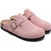 Pumio Zoccoli e sabot in pelle scamosciata da donna, scarpe slip-on, sandali con punta chiusa da donna, plantare in sughero, supporto for l'proa plantare, cuscino in memory foam(Pink,37EU)