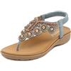 SMajong Sandali Bohemia Donna Estive Piatto Comode Infradito Strass Gioiello Moda Scarpe da Spiaggia con Elastiche Cinghia