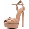 Generic Sandali con Tacco Alto e Plateau da Donna, Sexy con Cinturini Incrociati e Tacco a Spillo, Scarpe Eleganti Gladiatore con Punta Tonda Scarpe con Tacco per Estivo Festa