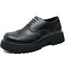 DIGJOBK Scarpe da Uomo Luxury Men Lace Up High Heel Shoes Black Leather Chunky Brogues Heighten Retro Platform Oxfords for Man Height Increasing Shoes