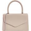 UShopUK Pochette in finta pelle tinta unita con manico superiore, per matrimoni, serate e feste, Nude, medium