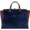 Time Resistance Borsa a Mano Donna Realizzata da Esperti Artigiani - Borsa Vera Pelle Blu Donna Made in Italy - Comoda Borsa da Donna con Tante Tasche, Adatta a Qualsiasi Occasione (Blu)