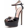 Generic Sandali con Tacco Alto e Plateau da Donna, Sexy con Cinturini Incrociati e Tacco a Spillo, Scarpe Eleganti Gladiatore con Punta Tonda Scarpe con Tacco per Estivo Festa