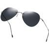 SONISA Occhiali da sole da uomo con lenti fotocromatiche polarizzate in titanio ultraleggero Occhiali per visione notturna senza montatura stile aviazione, Nero Grigio, h