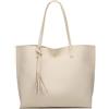 Dreubea - Borsa a tracolla da donna in morbida pelle sintetica, borsa tote, a spalla, a mano, con nappa, di grande capacità, Beige, Taglia unica