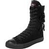 rismart Donna Tela Stivali Metà Polpaccio Floreale High Tops Stringate Scarpe(Nero-fiore,39 EU)