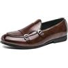 DXSYGMBN Brogue Scarpe da Uomo in Pelle Elegante Slip-On Double Monk Strap con Fibbia Casuale Scarpe da Sera Mocassini