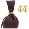 Anopo Borsa da polso da donna con orecchino dorato piccola pochette da sera in pelle PU mini borsa tote