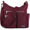 MHCNLL Borsa a tracolla con tasca RFID antifurto - Borsa da donna leggera resistente all'acqua, rosso vino,