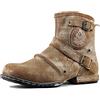 OSSTONE Chukka Stivali Cowboy Biker Boots Maschio Mens Motociclo Botas Cerniera su in Pelle Vitello Western retrò Stile Uomo Stivali Piatto Caviglia Stivaletti Boots OS-5008-1-A-IT