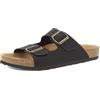 inblu Ciabatte Uomo con Doppia Fascia e Fibbie Regolabili, Plantare Imbottito in Vera Pelle, Nero, 43