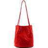 AOSSTA Borsa tote da donna, alla moda, di medie dimensioni, tinta unita, morbida, in finta pelle, borsa a tracolla, borsa a secchiello, Rosso, Medium