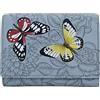 Anna by Anuschka Women's Hand-Painted Leather Ladies Three Fold Wallet, Portafoglio da Donna Triplo Piegato, Butterfly Garden Blue, Taglia Unica
