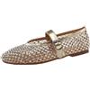 GIYXHU Ballerine a Rete con Strass di Cristallo, Scarpe da Donna Rivetti e, Estate, Taglia Comoda 40 per Donna