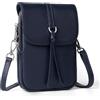 befen Piccola borsa a tracolla in vera pelle da donna, multi tasca per telefono cellulare, borsa a tracolla con blocco RFID slot per carte, Blu navy