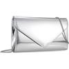 IXEBELLA Borsa da sera da donna in ecopelle metallizzata a specchio, pochette scintillante per balli, cocktail, matrimoni, feste, Argento