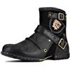 OSSTONE Chukka Stivali Cowboy Biker Boots Maschio Mens Motociclo Botas Cerniera su in Pelle Vitello Western retrò Stile Uomo Stivali Piatto Caviglia Stivaletti Boots OS-5008-1-A-IT