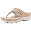 ilbcavne Sandali Ortopedici Donna Alluce Valgo, Sandali Infradito da Donna per Alluce Valgo, Tacco Basse Scarpe da Passeggio, Ciabatte Ortopediche Donna Estive con Supporto Per Arco,(Size:41EU,Color:albicocca)