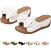 Generic Sandali da donna con zeppa con nodo e fiocco punta aperta ampia larghezza comfort spiaggia infradito eleganti tacchi bassi estate 2026, bianco, 37 EU
