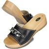 BeComfy Zoccoli in Legno da Donna Catena - Sabot Aperti in Pelle, Scarpe da Giardino, Pantofole, Ciabatte - Taglie 36-41 EU (Nero, Sistema Taglie Calzature EU, Adulto, Numero, Media, 37)