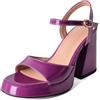 Lroey Reoly Sandali da Donna, Sandali Aperti con Tacco Alto Fibbia Tacco Chunky Sandali con Cinturino Alla Caviglia con Plateau, 388Icf Viola Numero 37 EU