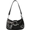 NVOQILIN Borsa a tracolla da donna alla moda con catena in metallo con rivetti a stella grunge borsa a tracolla con cerniera borsa in pelle PU borsa retrò moda, Nero , One Size