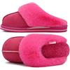 KuaiLu Pantofole Donna Invernali Pelose Chiuse Ciabatte Casa Calde Peluche Pelo Foderata Babbucce Comode Memory Foam Slippers Antiscivolo Suola Scarpe Niente tacchi Rosso Rosa 42