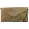 modamoda de T106 - Clutch borsa a tracolla da donna in pelle scamosciata, realizzata a mano in Italia, beige., S