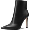 QUEEN HELENA Tronchetti con Tacco a Spillo Stivaletti a Punta Casual Eleganti Donna K4017 (Nero Pu, Sistema Taglie Calzature EU, Adulto, Donna, Numero, Media, 39)