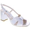 Valleverde 28260 Sandali Cerimonia Donna Pelle Sintetica Argento Tacco Grosso 7Cm Suola Sintetico