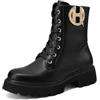 QUEEN HELENA Anfibi Stivaletto Basso con Lacci Scarponcino Casual Donna X33-46 (Nero Pu, Sistema Taglie Calzature EU, Adulto, Donna, Numero, Media, 35)