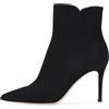 Yinghesheng Stivali da Donna Stivaletti Corti in Scamosciata Scarpe col Tacco a Punta Tacco a Spillo Alto Slip on Ankle Boots Cerniera Tronchetti Tacchi Alti Invernali Outdoor Scarponi,Nero,39 EU