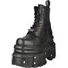 New Rock Stivali MILI083CCT-C4 Unisex in Pelle Nera Metallizzata Piattaforma Militare 8